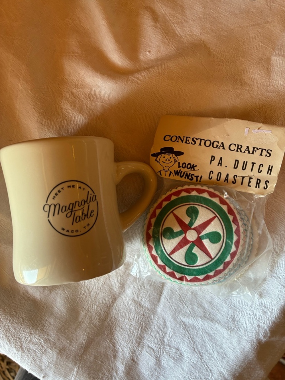 Magnolia Table Ceramic Mug W/ Logo + PA Dutch Decorative Coffee Coasters in Pack
